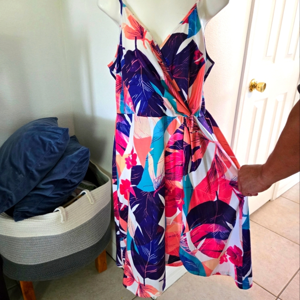 Tropical Leaf Print Dress
